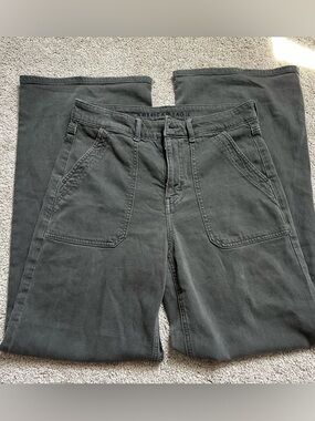 American Eagle gray dreamy drape super high rise baggy wide leg